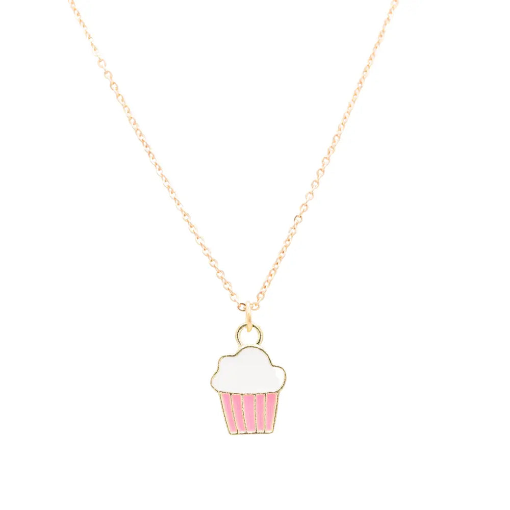 Mini Cupcake Enamel Charm Pendant Children Necklace Food