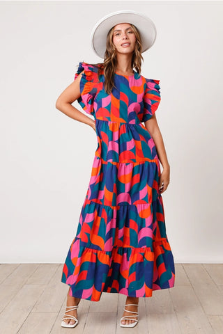 Kacey Ruffle Midi Dress