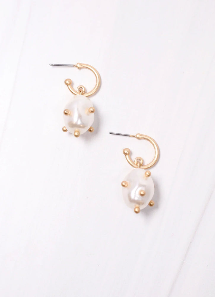 Bristow Pearl Drop Hoop Earring