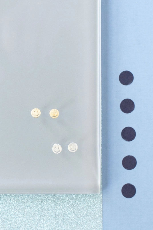 GOLD Happy Smile Face Post Stud Earrings