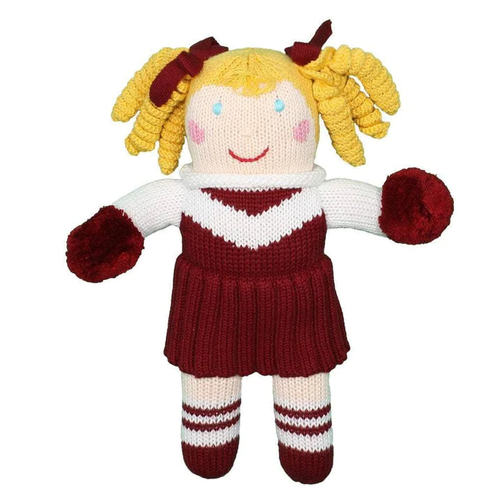 Cheerleader Knit Doll - Maroon & White