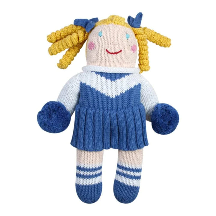 Cheerleader Knit Doll- Royal Blue & White
