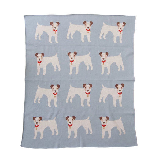 Creative Co-op Knit Baby Blanket with Dogs