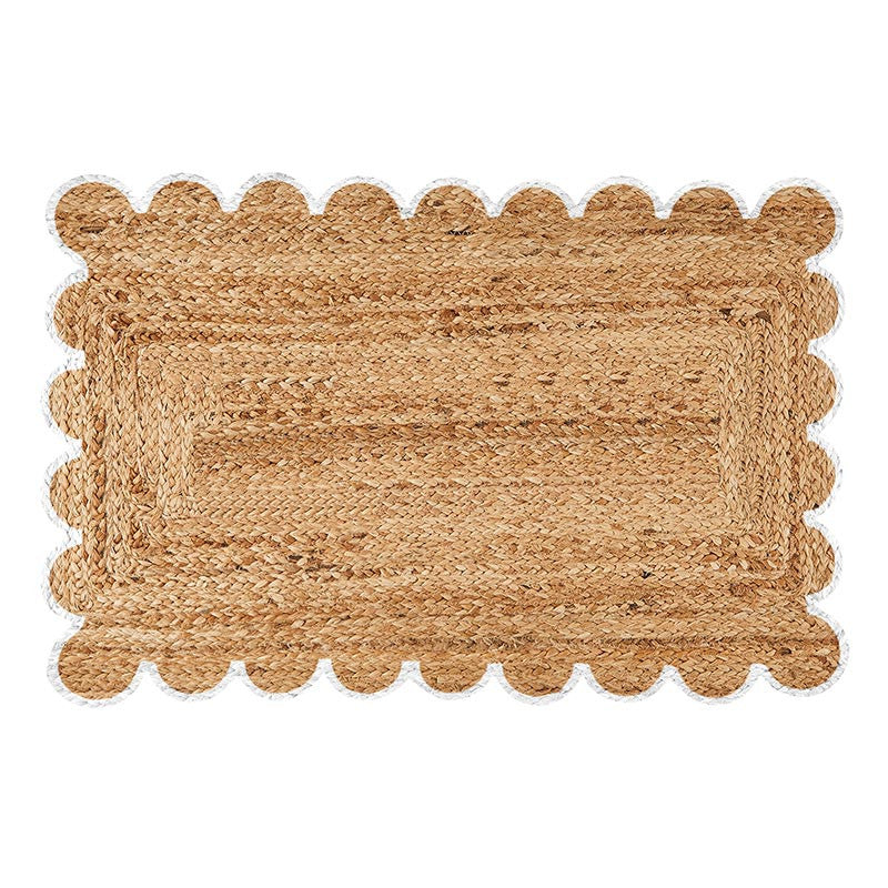 Santa Barbara: Scallop Jute Door Mat -White