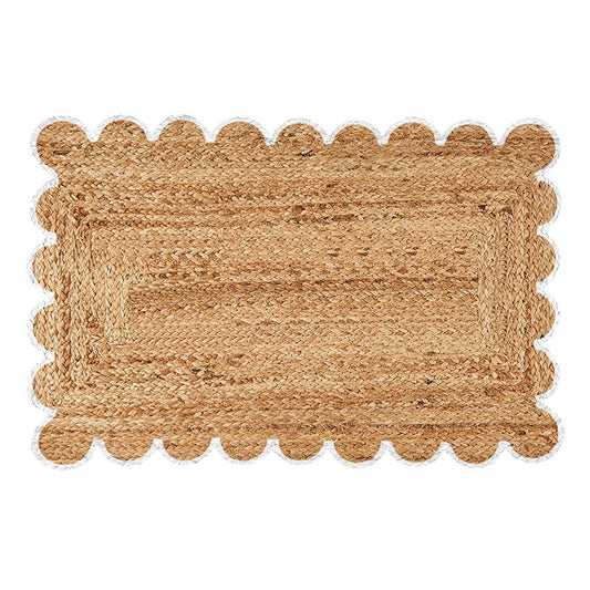Santa Barbara: Scallop Jute Door Mat -White