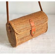 Ata Van Rattan Straw Small Crossbody Bag