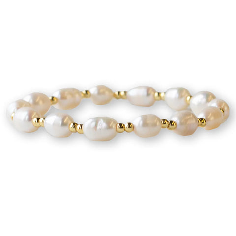 Lenny & Eva GOLD/PEARL BEADED STRETCH DUO Bracelet