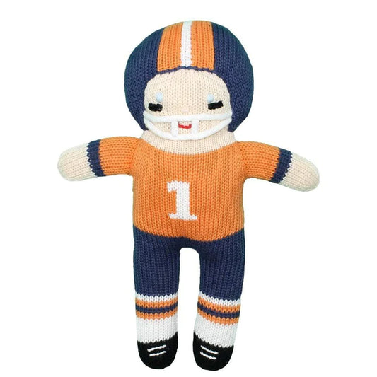 Football Player Knit Doll- Orange & Navy