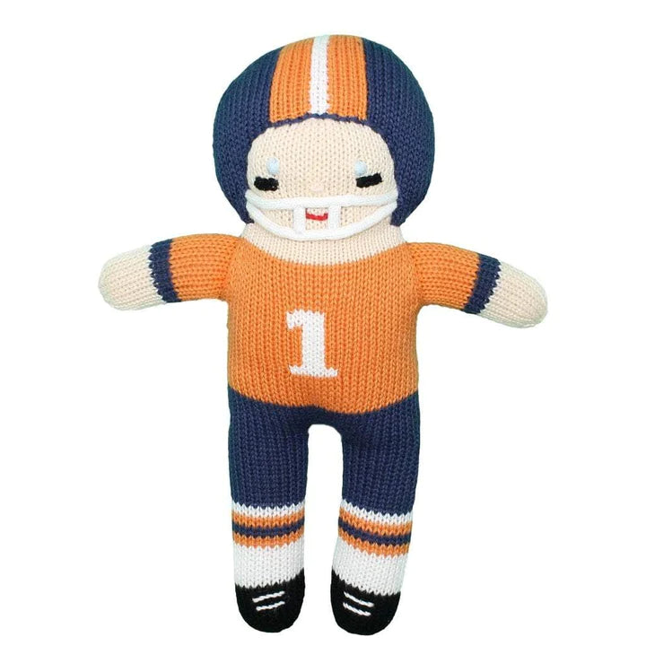 Football Player Knit Doll- Orange & Navy