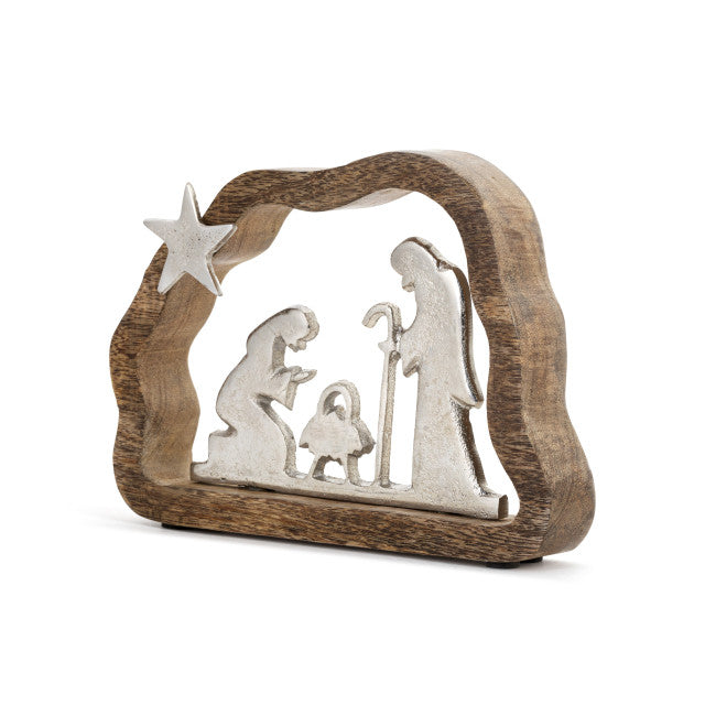 Wood Framed Metal Holy Family