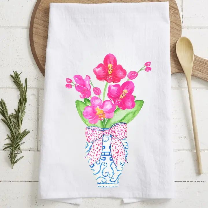 Chinoiserie Orchid Tea Towel