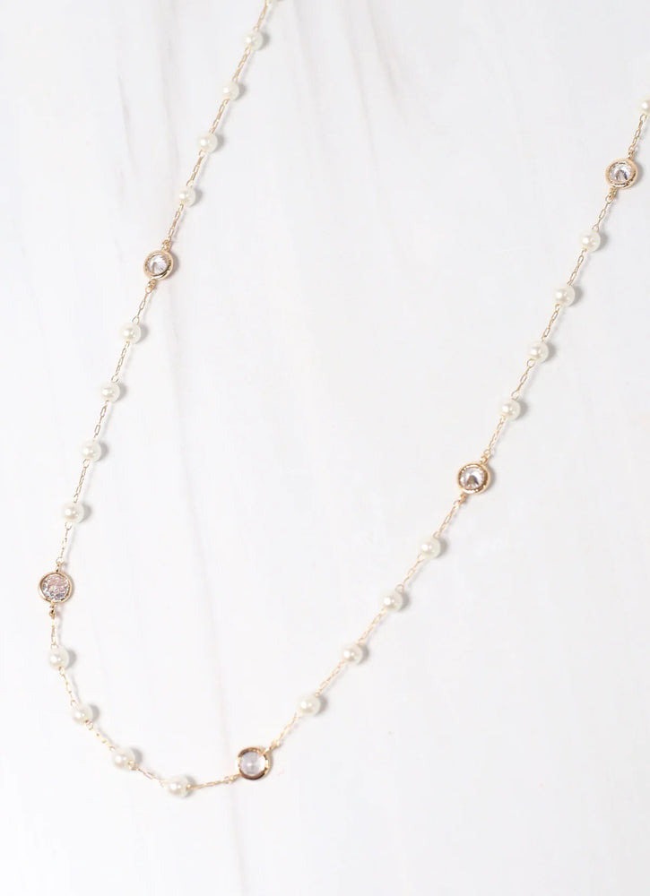 Piper Pearl and CZ Necklace