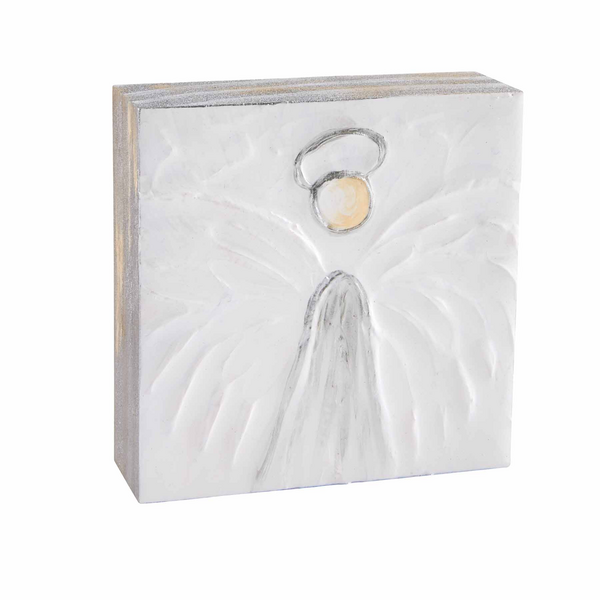 SMALL SILVER ANGEL DECORATIVE BLOCK