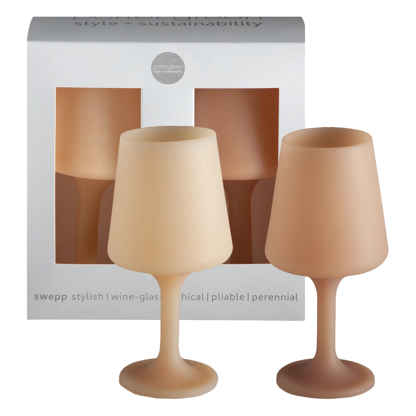 Porter Green Silicone Wine Glasses