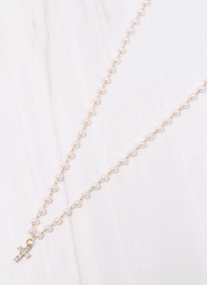 Winfield Pearl Necklace with Cross