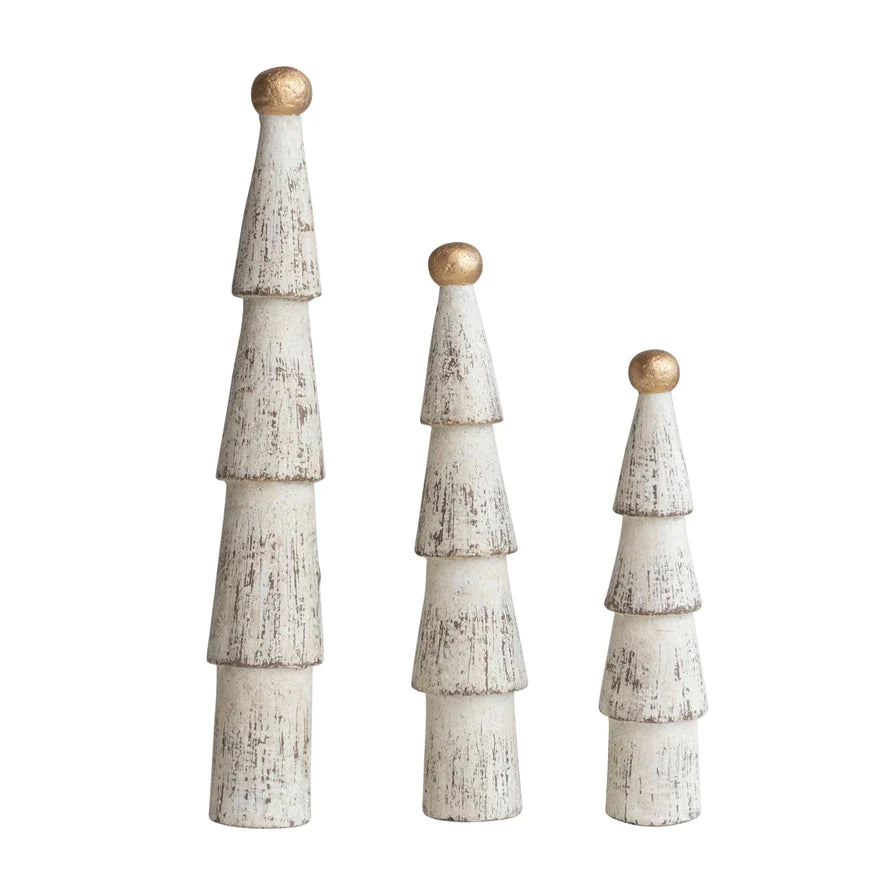 Distressed Wood Trees, Set of 3