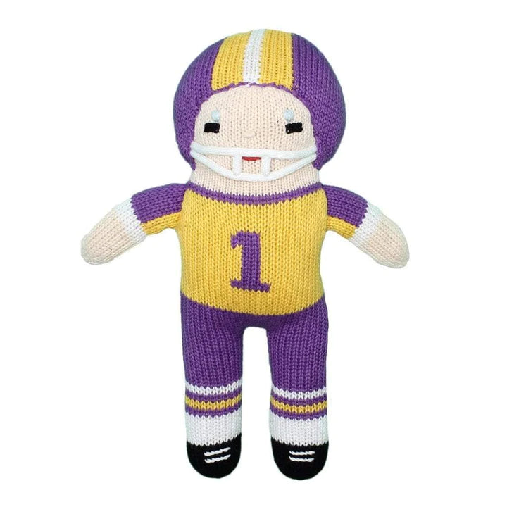 Football Player Knit Doll- Purple & Gold